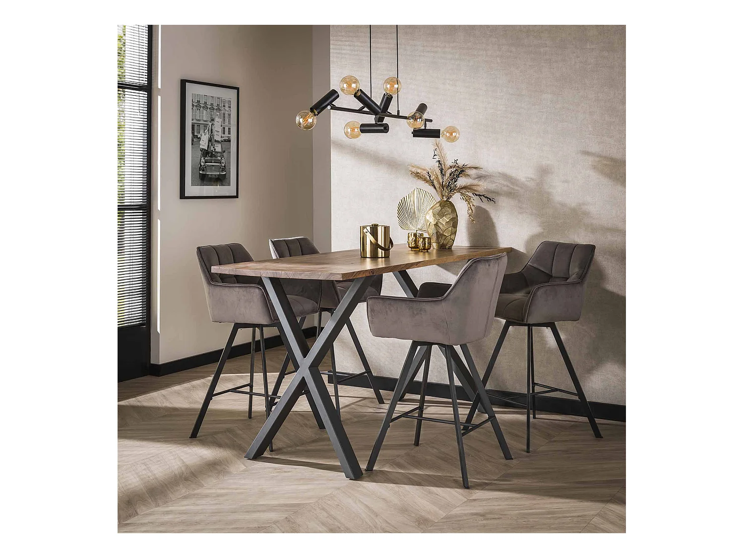 Tabouret de bar Raster - Pivotant - Anthracite - 2 pièces