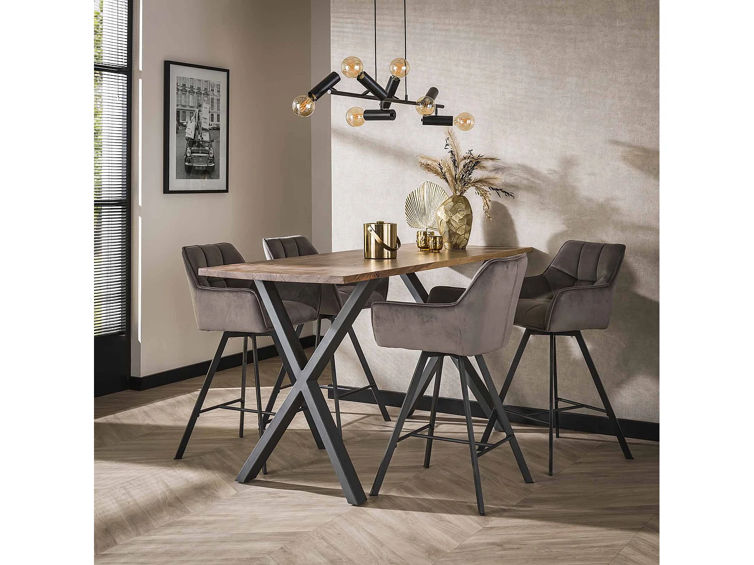 Tabouret de bar Raster - Pivotant - Anthracite - 2 pièces