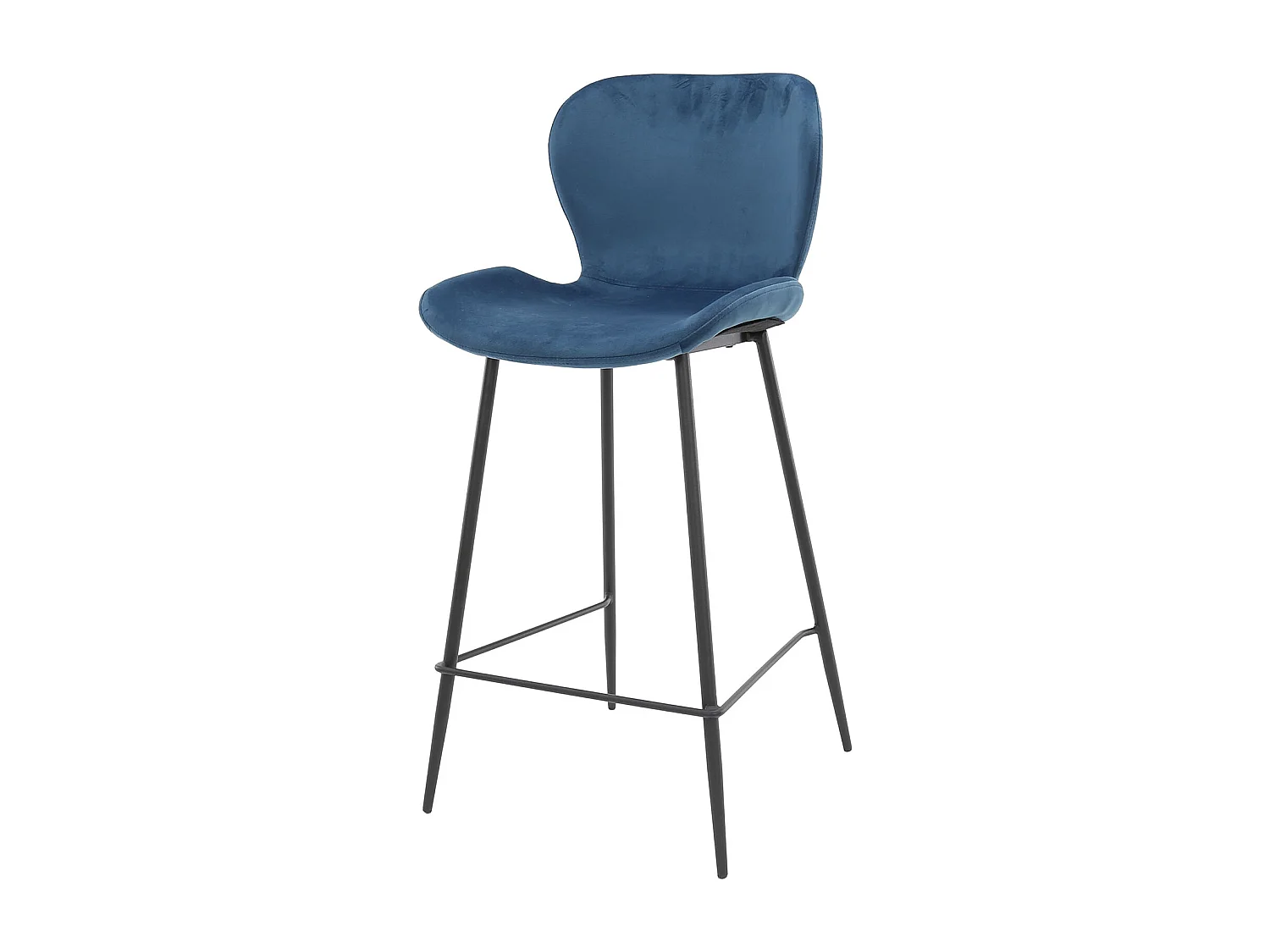 Tabouret de bar en velours - Bleu - 4 pièces