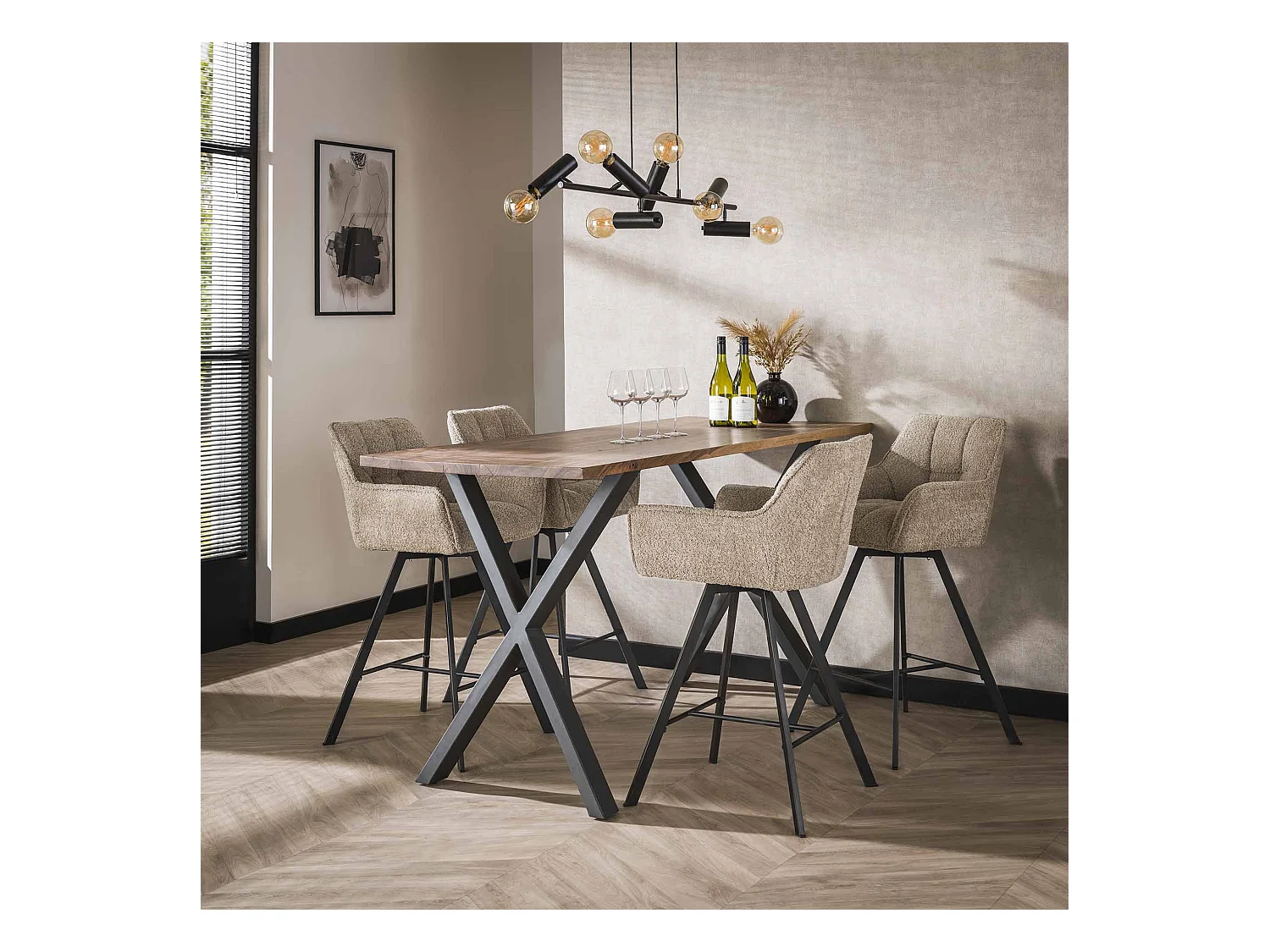 Tabouret de bar pivotant Raster Boucle Sand - 2 pièces