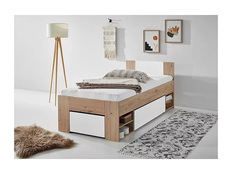 Bett Azuro (90x200)/Matratze inklusive/Weiß