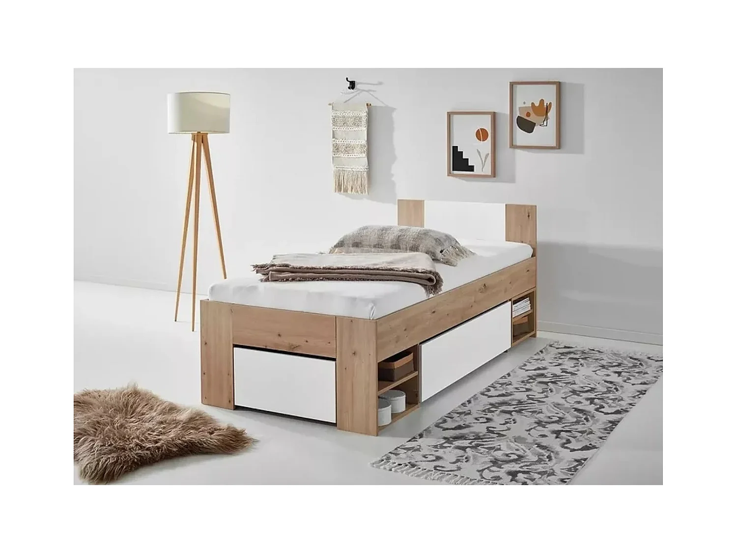 Letto Azuro  (90x200)/materasso incluso/bianca