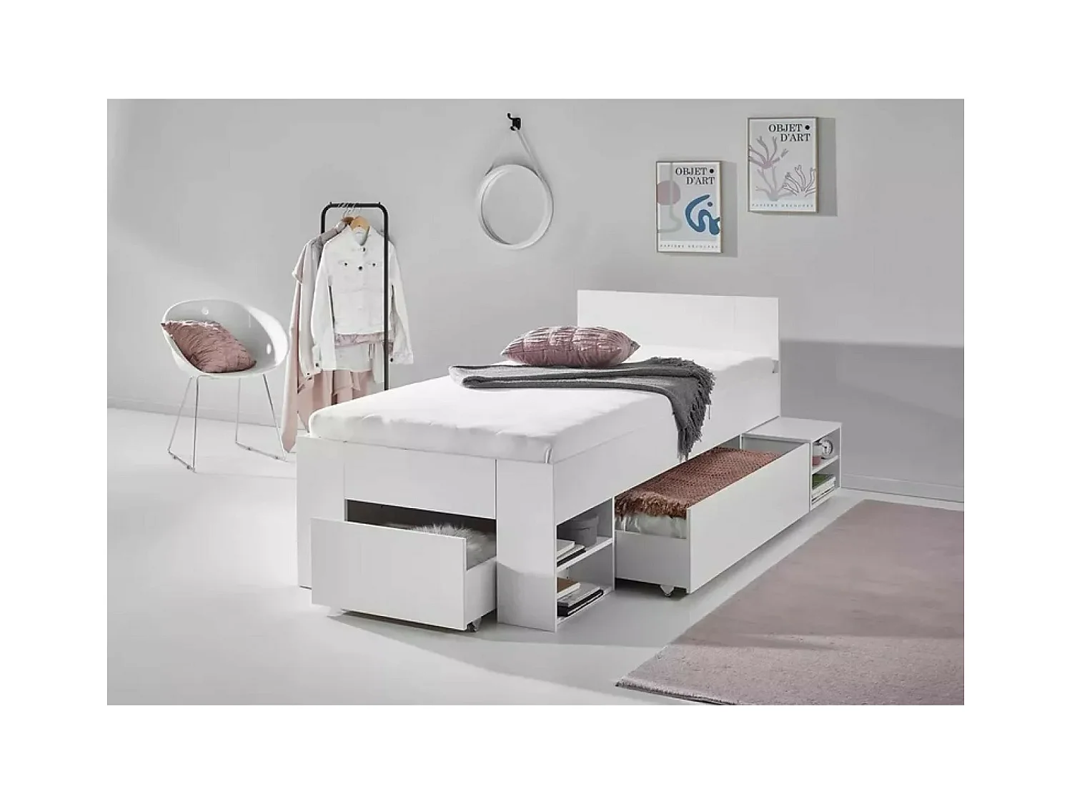 Letto Azuro  (90x200)/materasso incluso/bianca