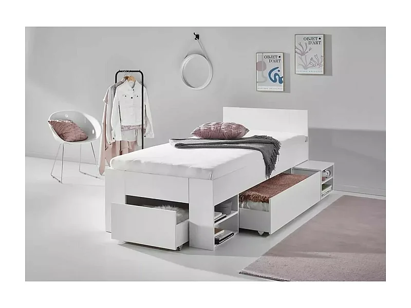 Letto Azuro  (90x200)/materasso incluso/bianca