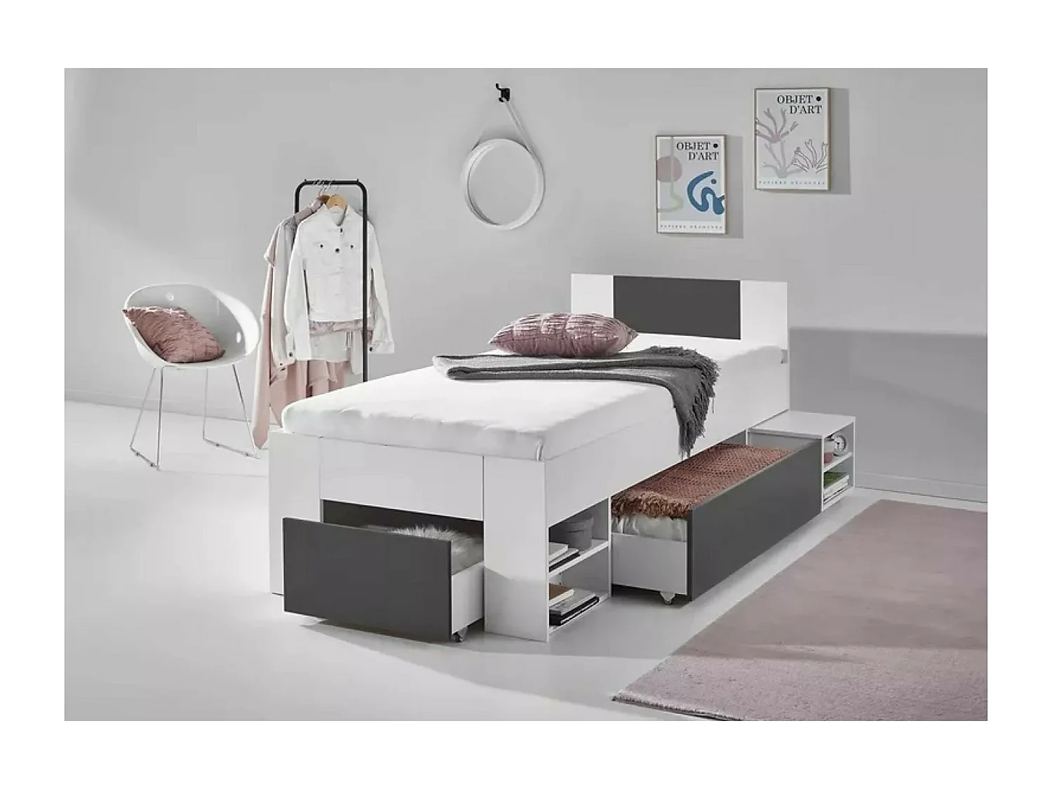 Letto Azuro  (90x200)/materasso incluso/bianca