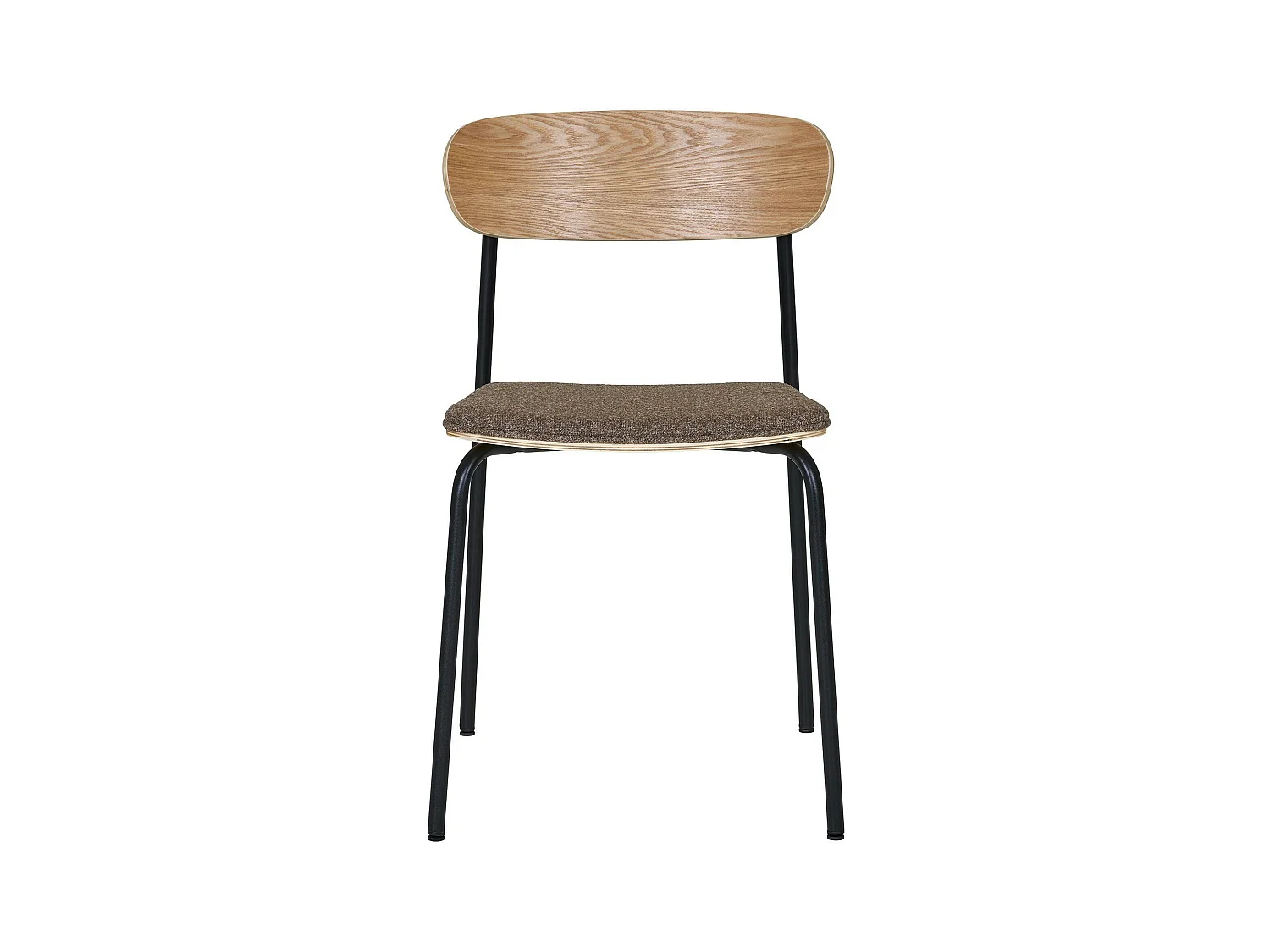 Chaise en bois style écolier avec assise tissu marron (lot de 2) BERLIN