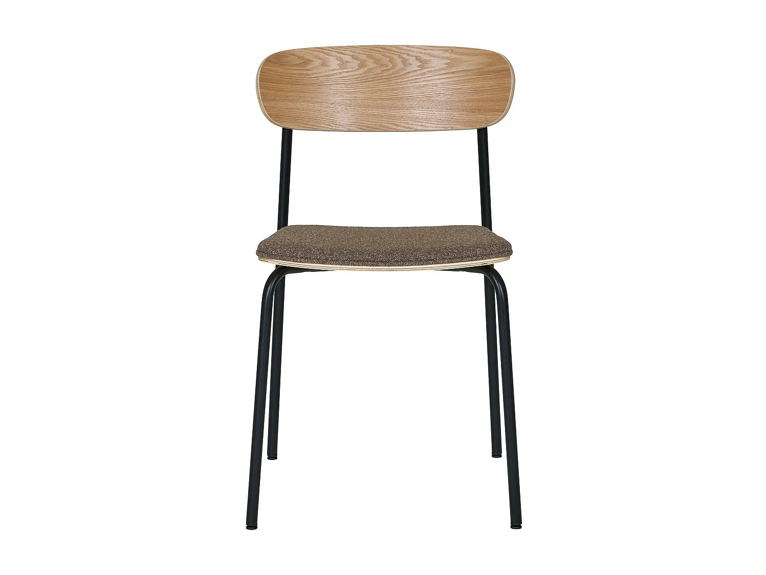 Chaise en bois style écolier avec assise tissu marron (lot de 2) BERLIN