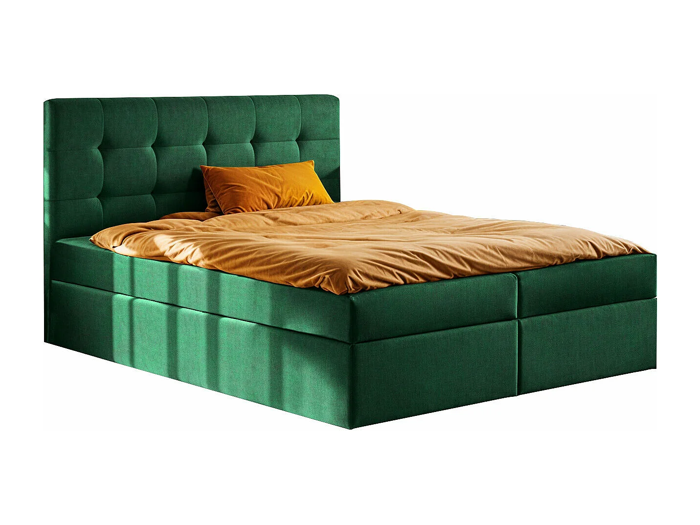 Lit à sommier tapissier avec matelas et sommier, tissu LUDANO Noel Green 140x200 cm H2-Pocket