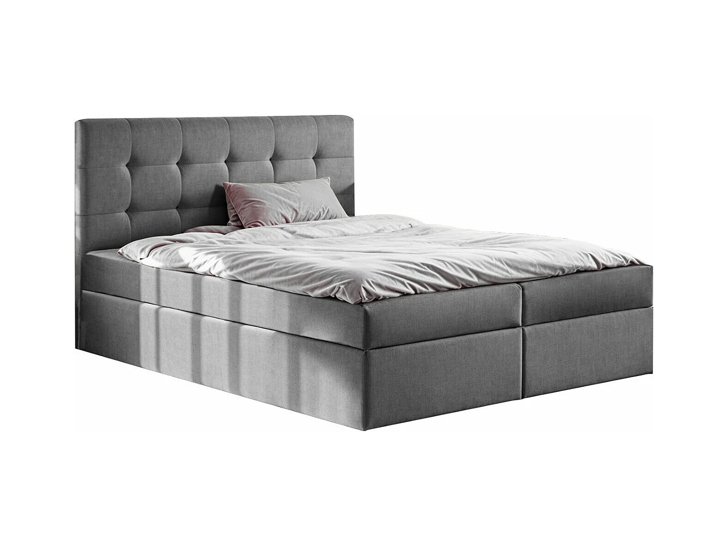 Lit à sommier tapissier avec matelas et sommier, tissu LUDANO Noel Grey 200x200 cm H2-Pocket