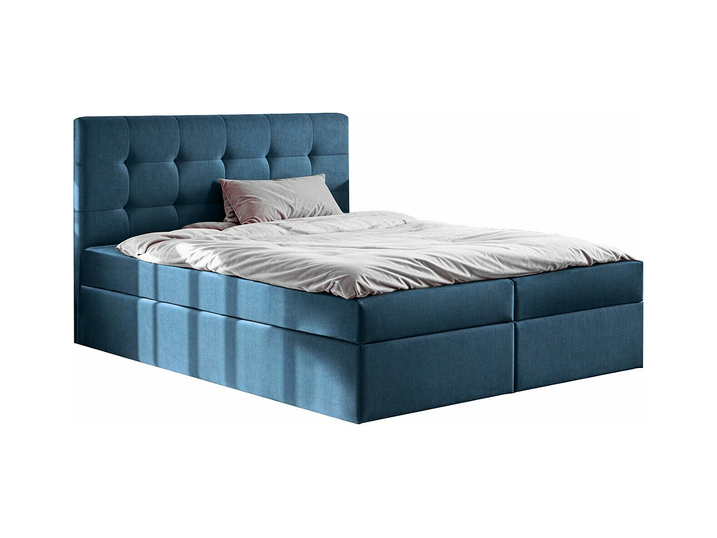 Lit à sommier tapissier avec matelas et sommier, tissu LUDANO Noel Blue 160x200 cm H2-Pocket