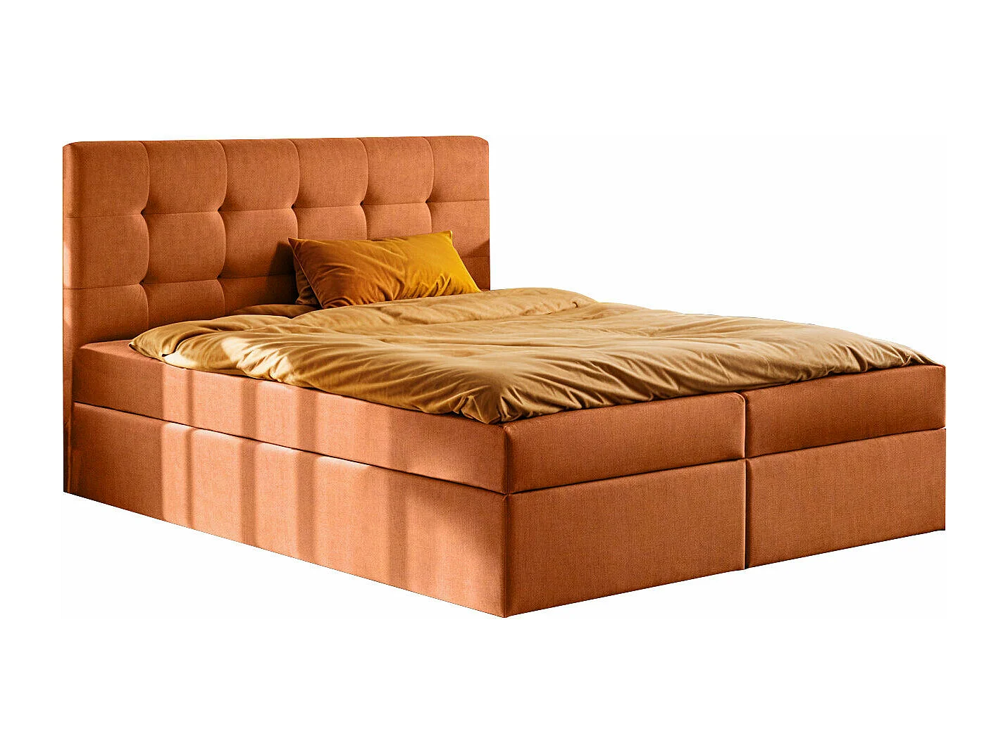 Lit à sommier tapissier avec matelas et sommier, tissu LUDANO Noel Orange 120x200 cm H2-Pocket