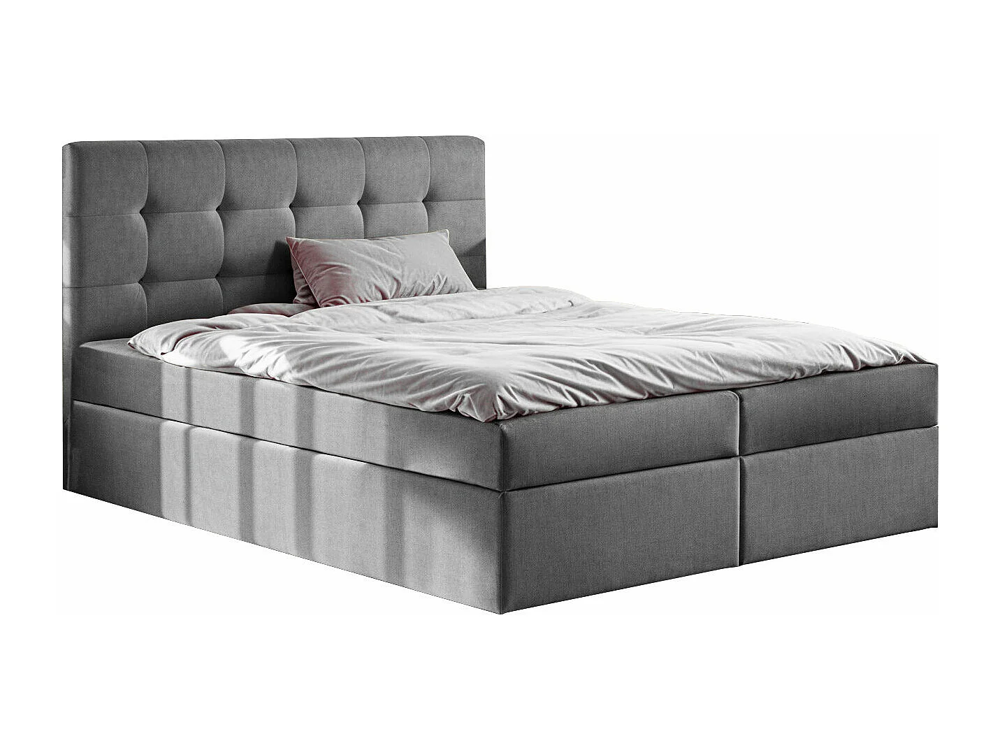 Lit à sommier tapissier avec matelas et sommier tapissier, tissu LUDANO Noel Grey 200x200 cm H3-Bonell