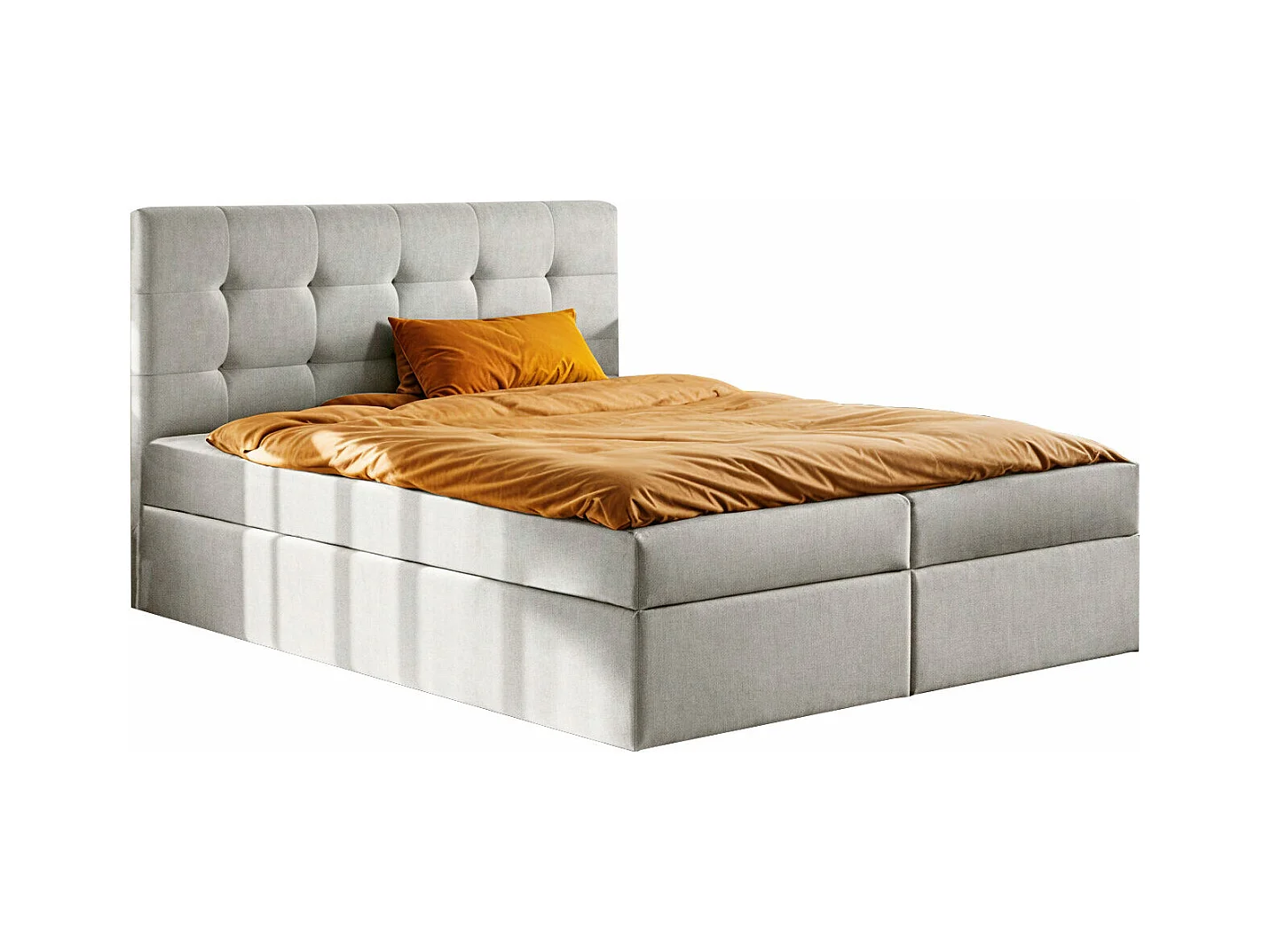 Lit à sommier tapissier avec matelas et sommier tapissier, tissu de lit LUDANO Noel gris clair 160x200 cm H3-Bonell