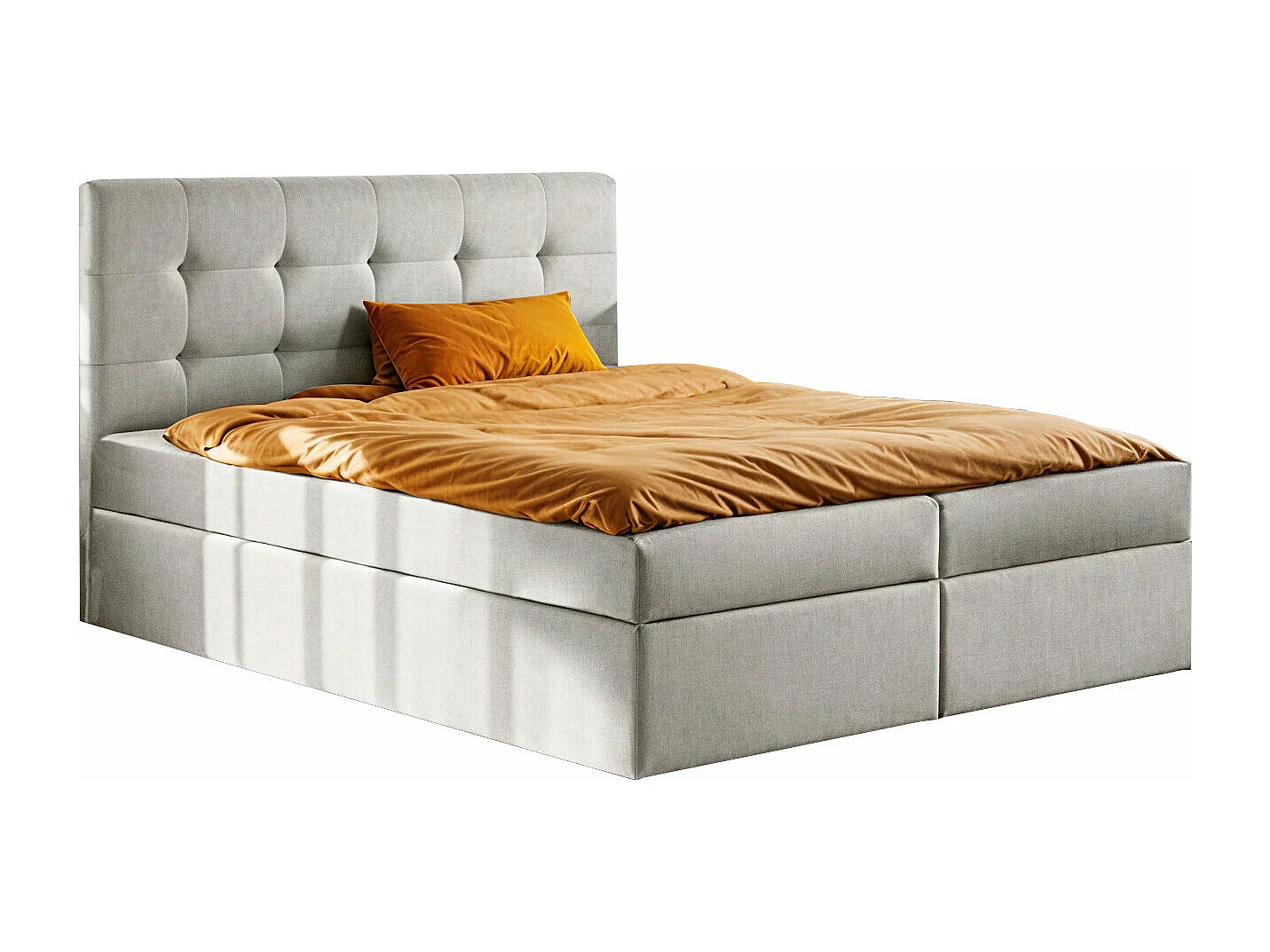 Lit à sommier tapissier avec matelas et sommier tapissier, tissu de lit LUDANO Noel gris clair 180x200 cm H3-Bonell