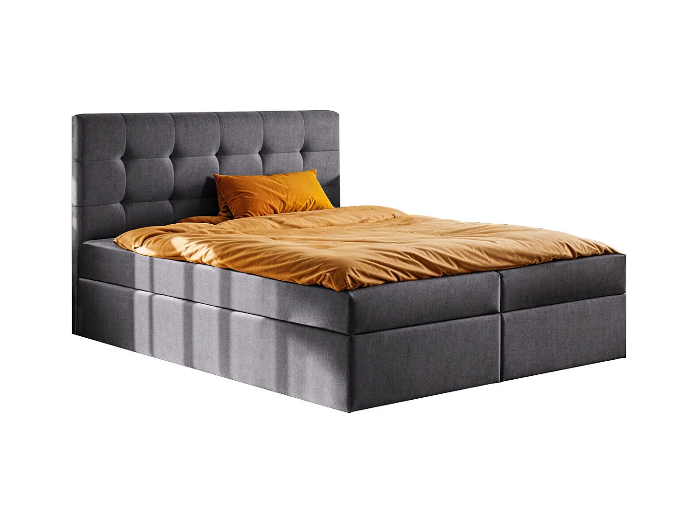 Lit boxspring avec matelas et sommier, tissu LUDANO Noel gris foncé 180x200 cm H2-Pocket