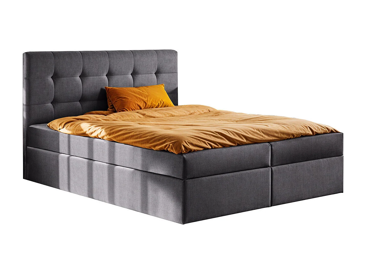 Lit boxspring avec matelas et sommier, tissu LUDANO Noel gris foncé 180x200 cm H2-Pocket