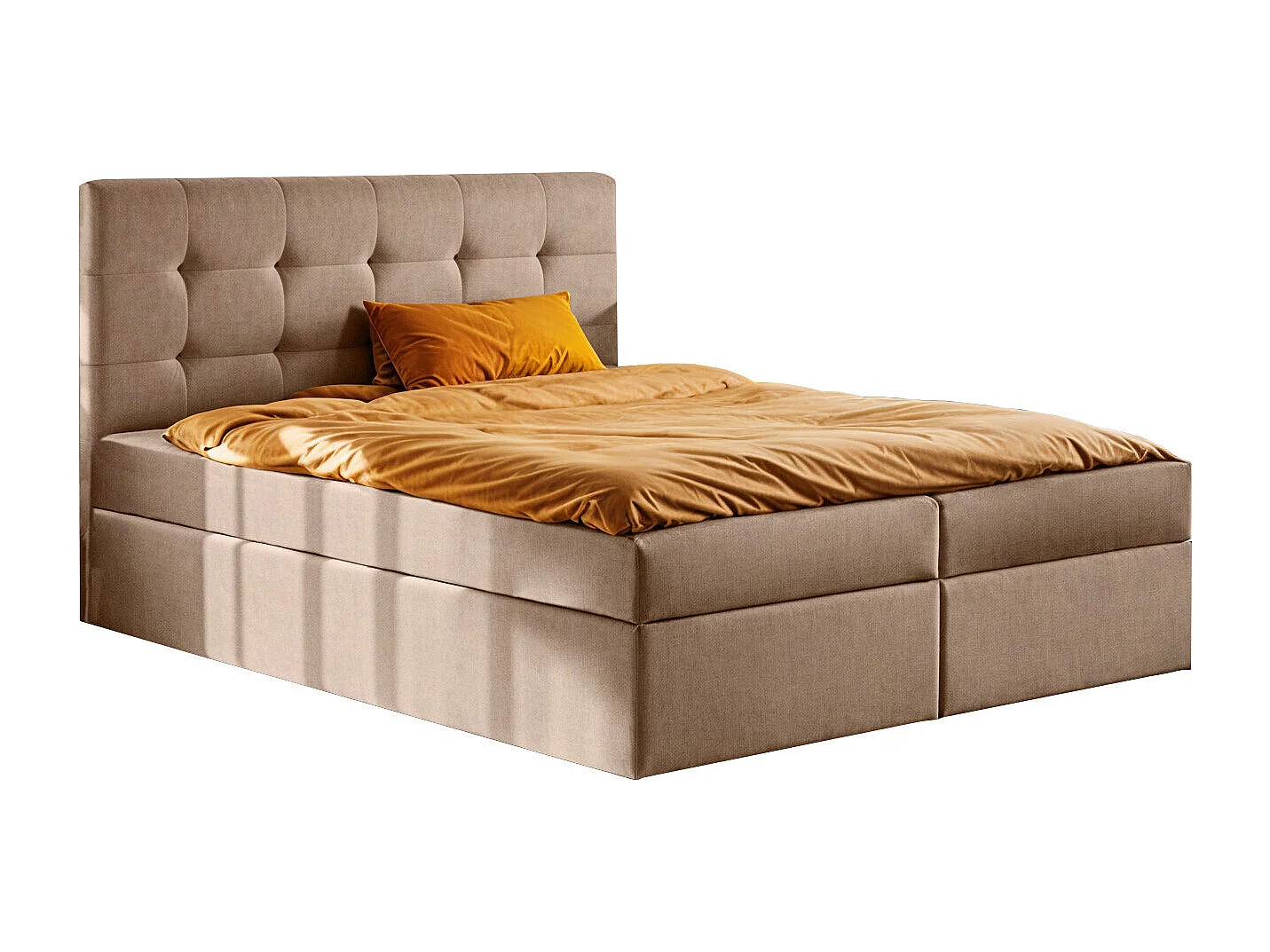 Lit à sommier tapissier avec matelas et sommier tapissier, tissu de lit LUDANO Noel Beige 120x200 cm H3-Bonell