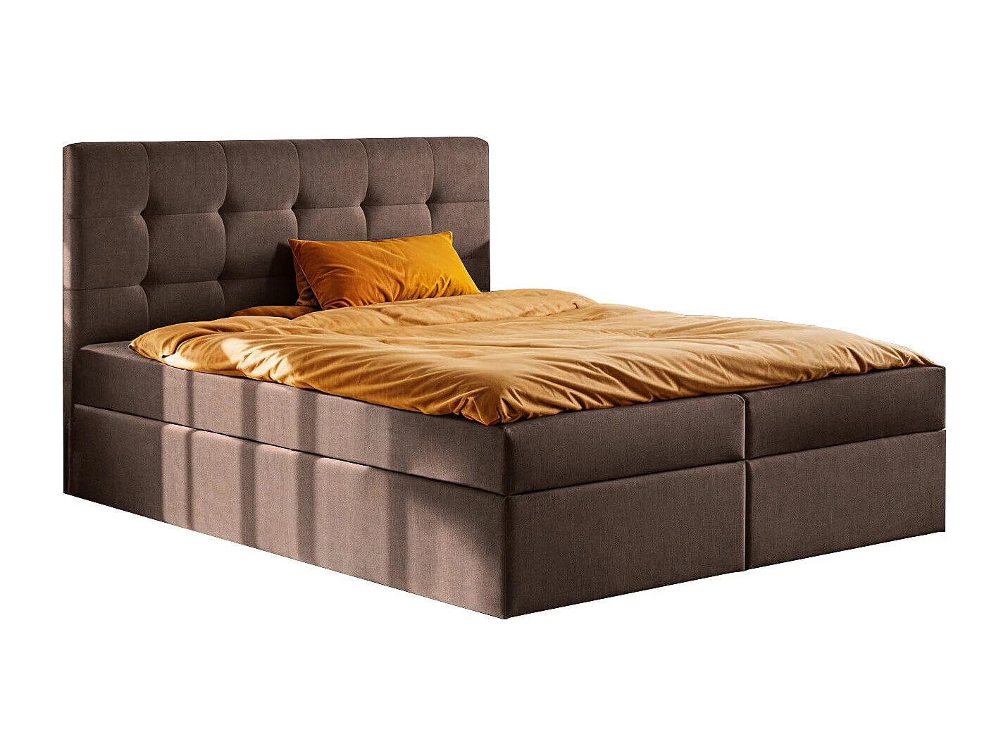 Lit à sommier tapissier avec matelas et sommier tapissier, tissu de lit LUDANO Noel Brown 180x200 cm H3-Bonell