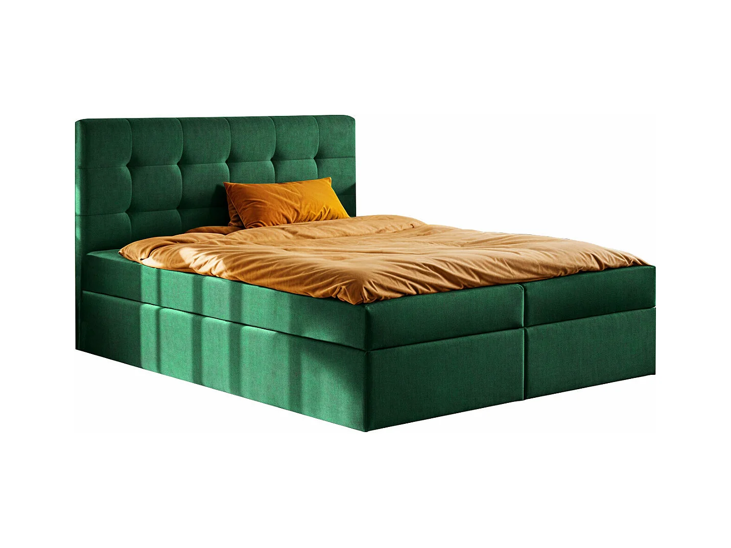 Lit à sommier tapissier avec matelas et sommier, tissu LUDANO Noel Green 160x200 cm H2-Pocket