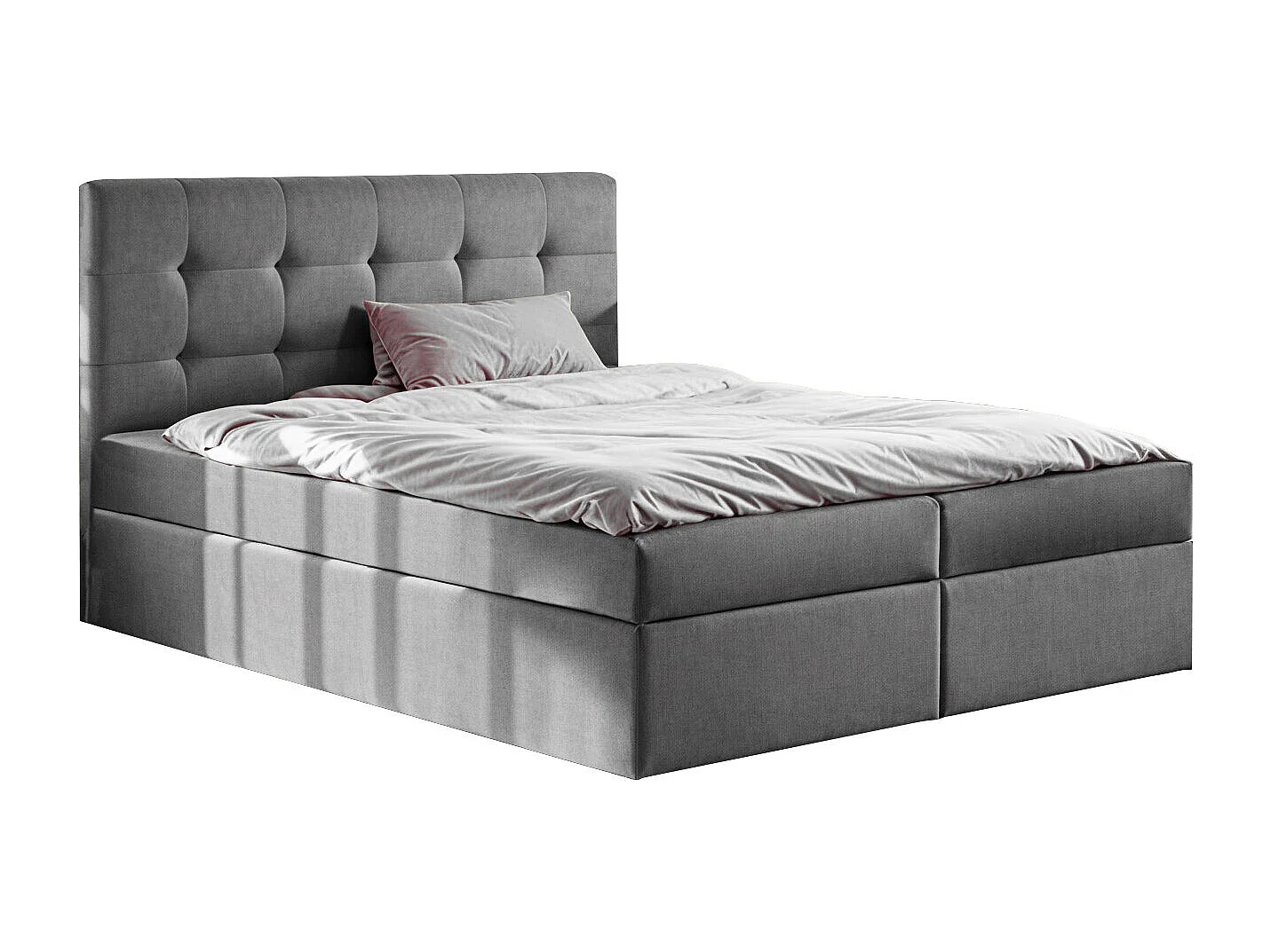 Lit à sommier tapissier avec matelas et sommier, tissu LUDANO Noel Grey 120x200 cm H2-Pocket