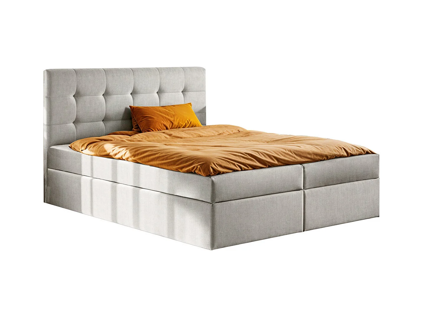 Lit à sommier tapissier avec matelas et sommier tapissier, tissu de lit LUDANO Noel gris clair 120x200 cm H3-Bonell