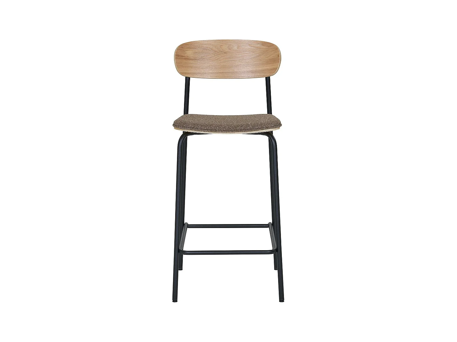 Chaise de bar en bois style écolier avec assise tissu marron (lot de 2) BERLIN