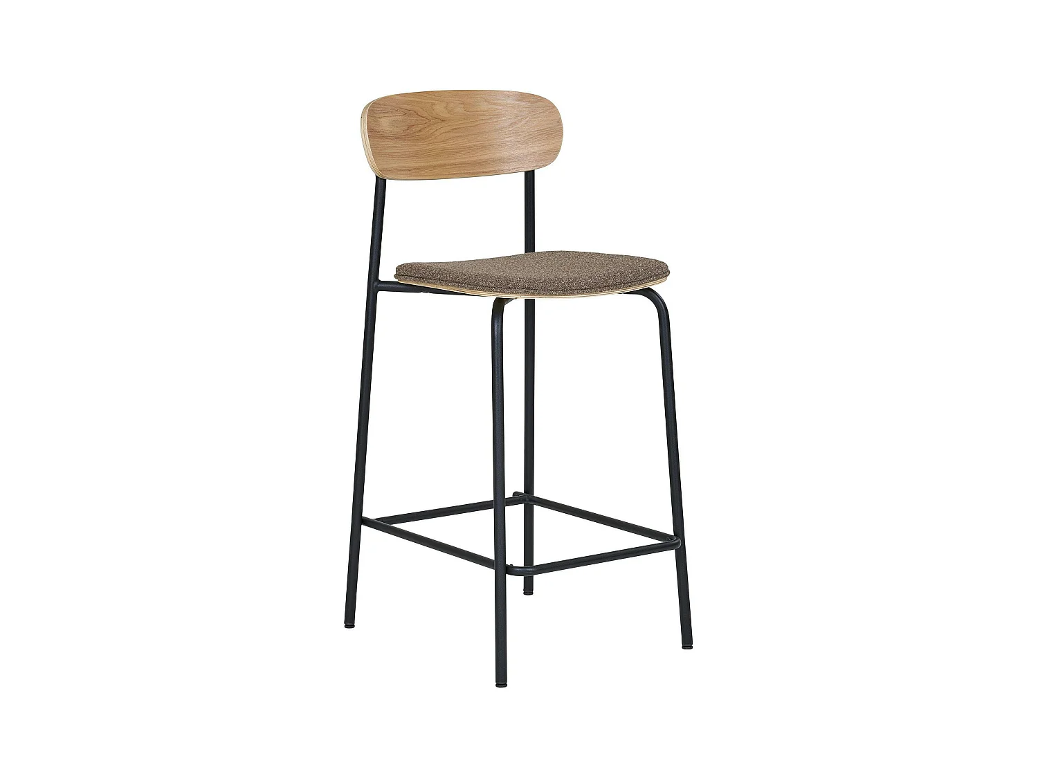 Chaise de bar en bois style écolier avec assise tissu marron (lot de 2) BERLIN