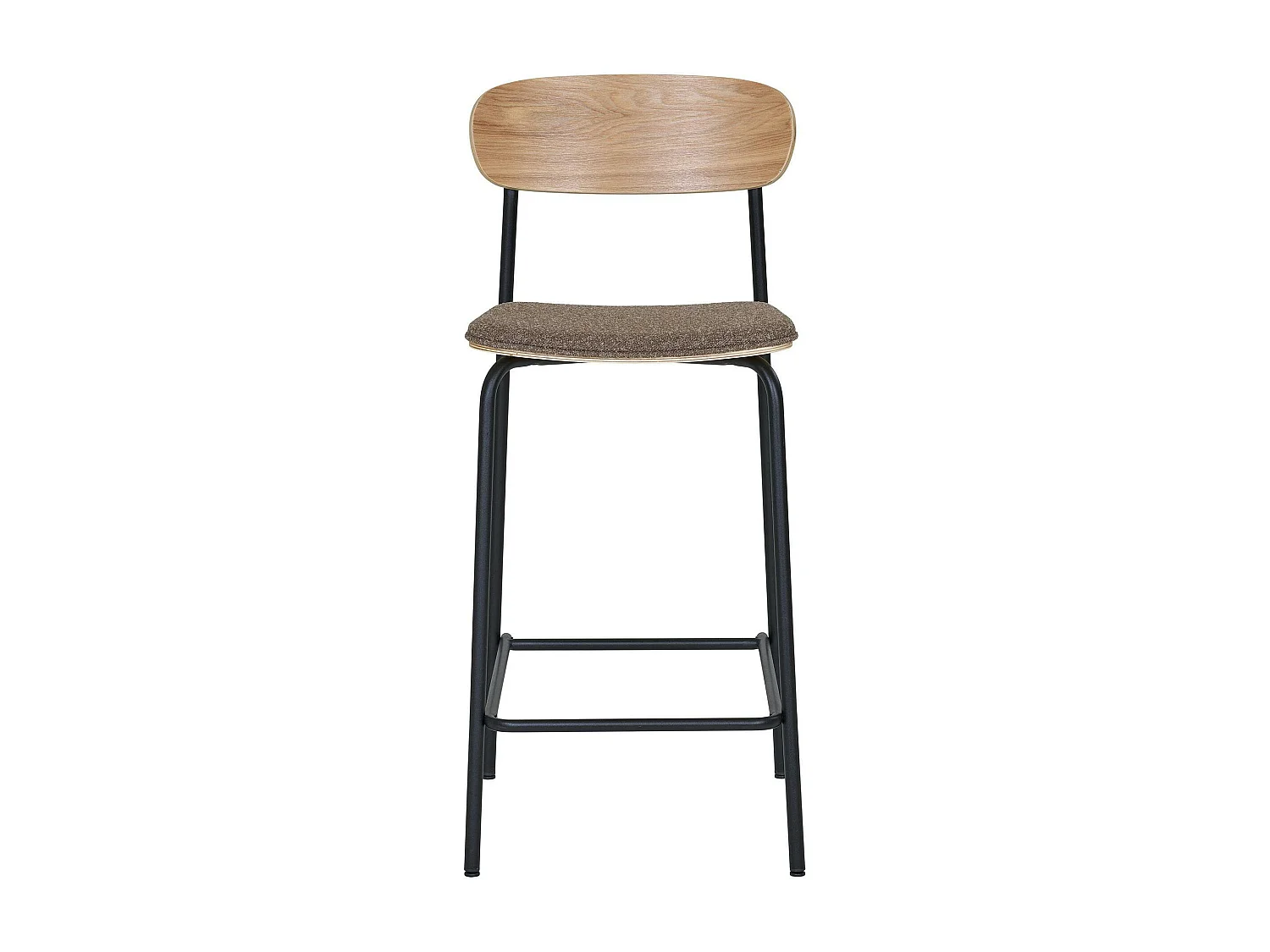 Chaise de bar en bois style écolier avec assise tissu marron (lot de 2) BERLIN