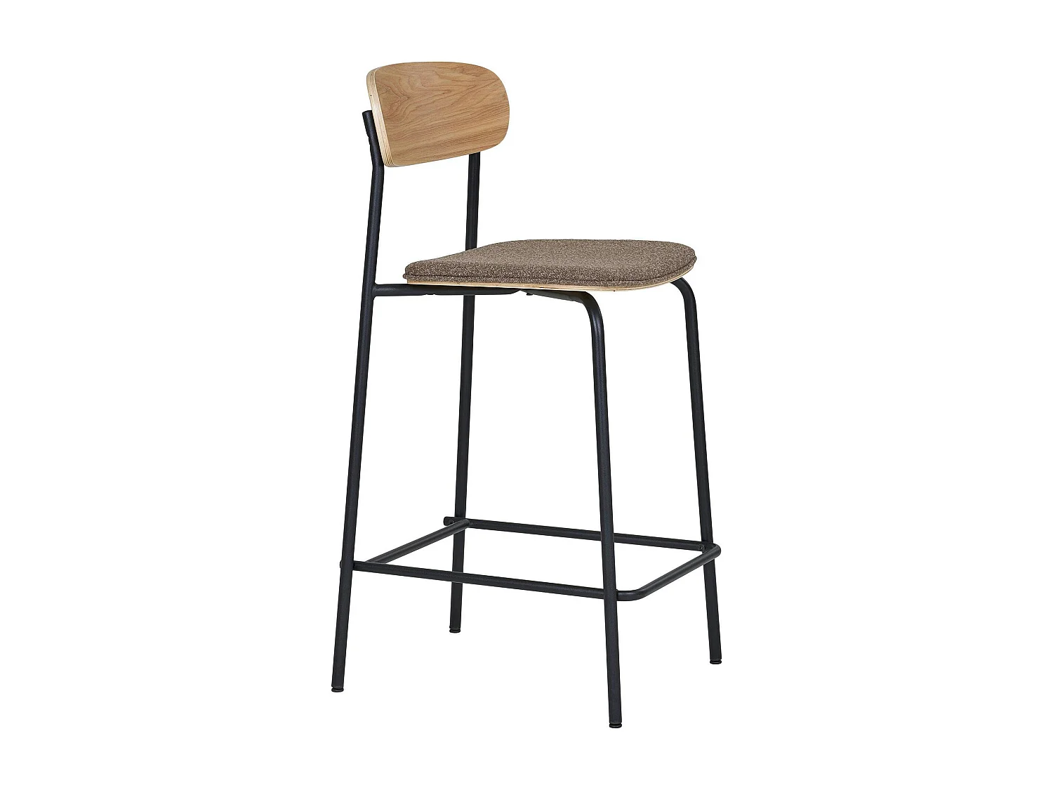 Chaise de bar en bois style écolier avec assise tissu marron (lot de 2) BERLIN