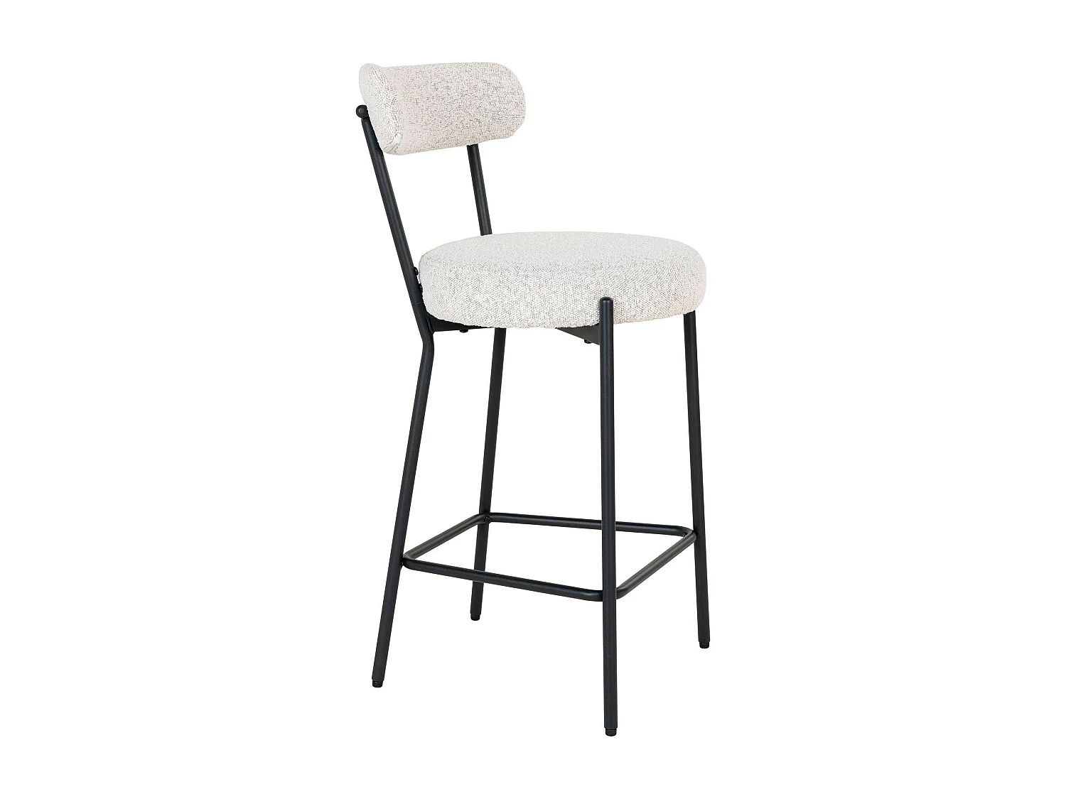 Chaise de bar moderne en tissu bouclette blanche (lot de 2) SAVONE