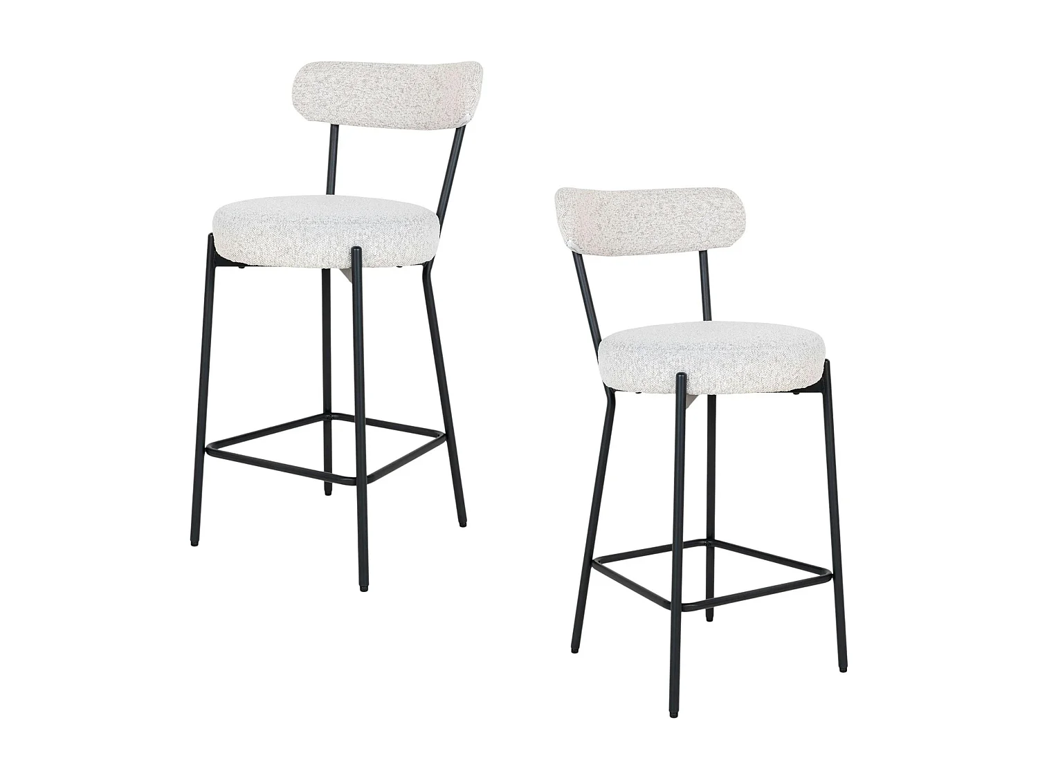 Chaise de bar moderne en tissu bouclette blanche (lot de 2) SAVONE