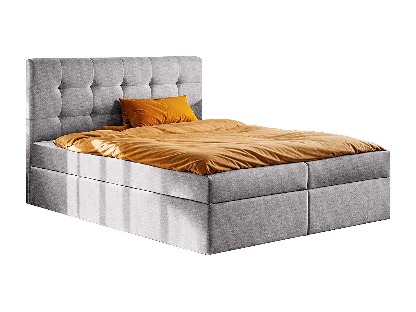 Lit à sommier tapissier avec matelas et sommier, tissu LUDANO Soro Gris 120x200 cm H3-Bonell