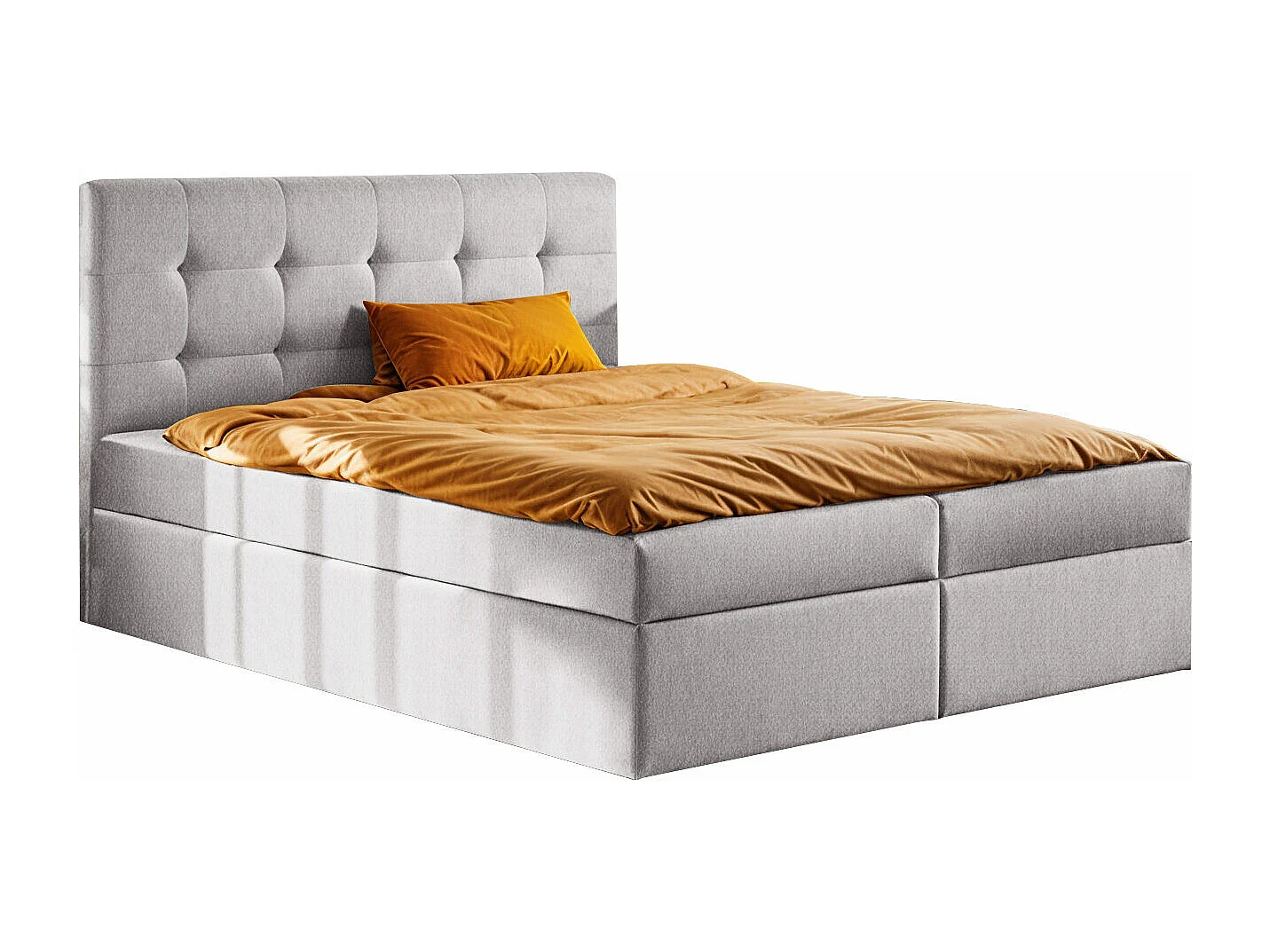 Lit à sommier tapissier avec matelas et sommier tapissier, tissu de lit LUDANO Soro gris clair 140x200 cm H3-Bonell