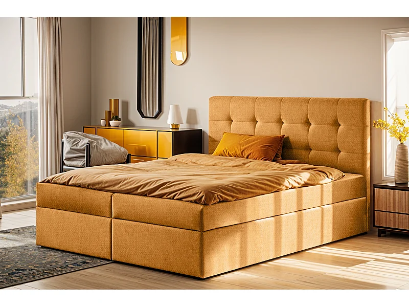 Boxspringbed met matras en bedbodem, LUDANO stof Soro Orange 180x200 cm H3-Bonell
