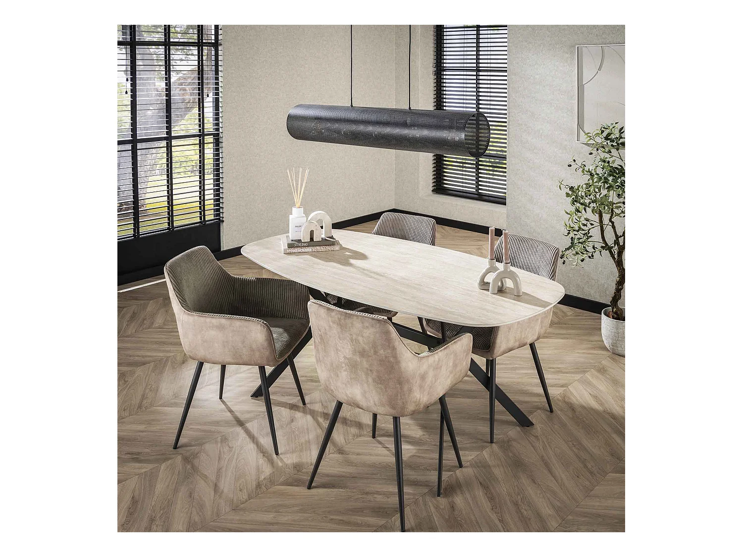 Table de salle à manger 180 Céramique - Céramique Travertin