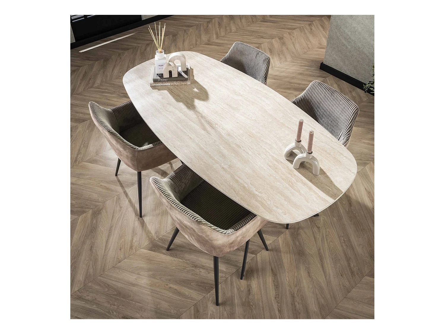 Table de salle à manger 180 Céramique - Céramique Travertin