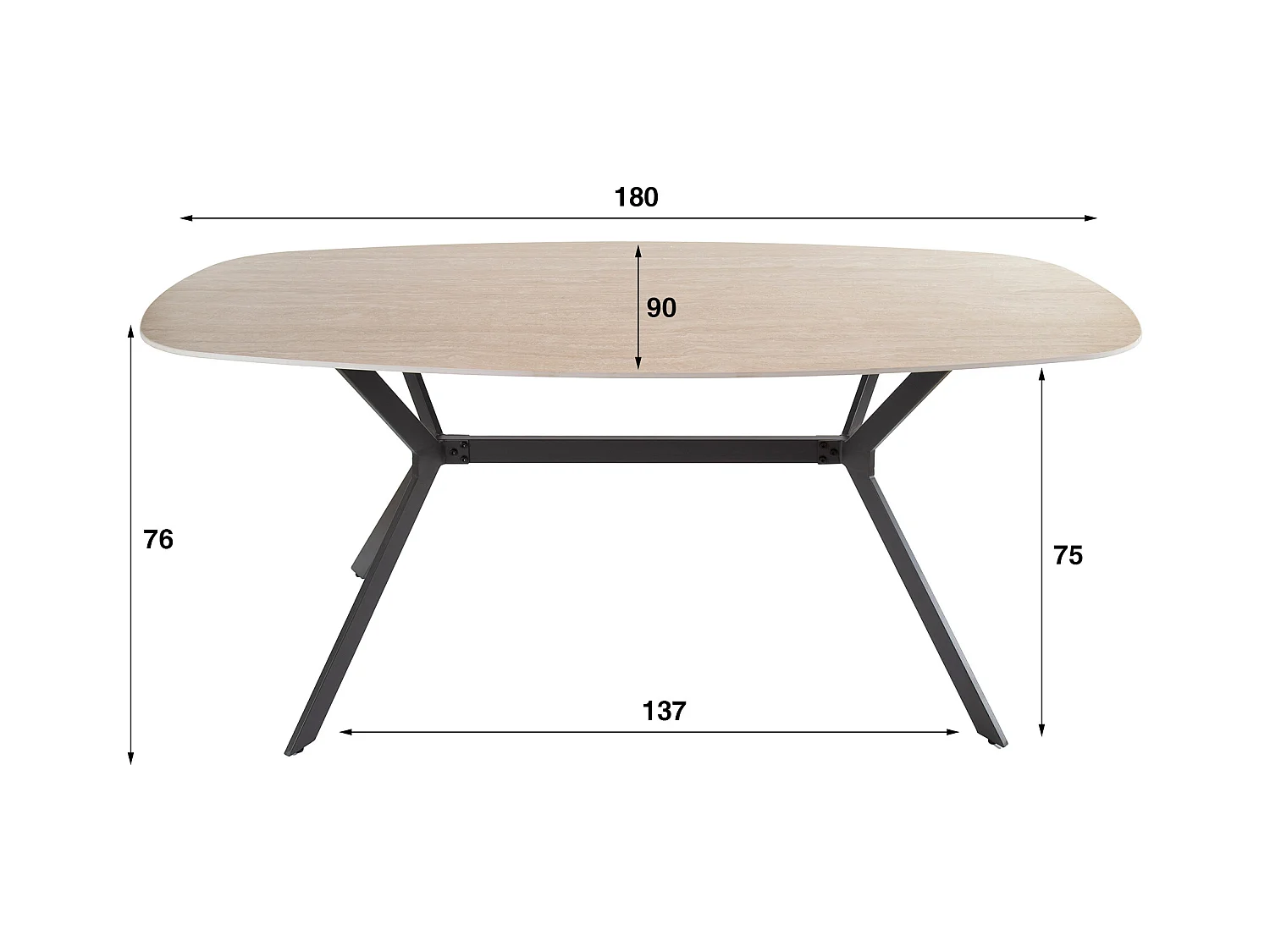 Table de salle à manger 180 Céramique - Céramique Travertin