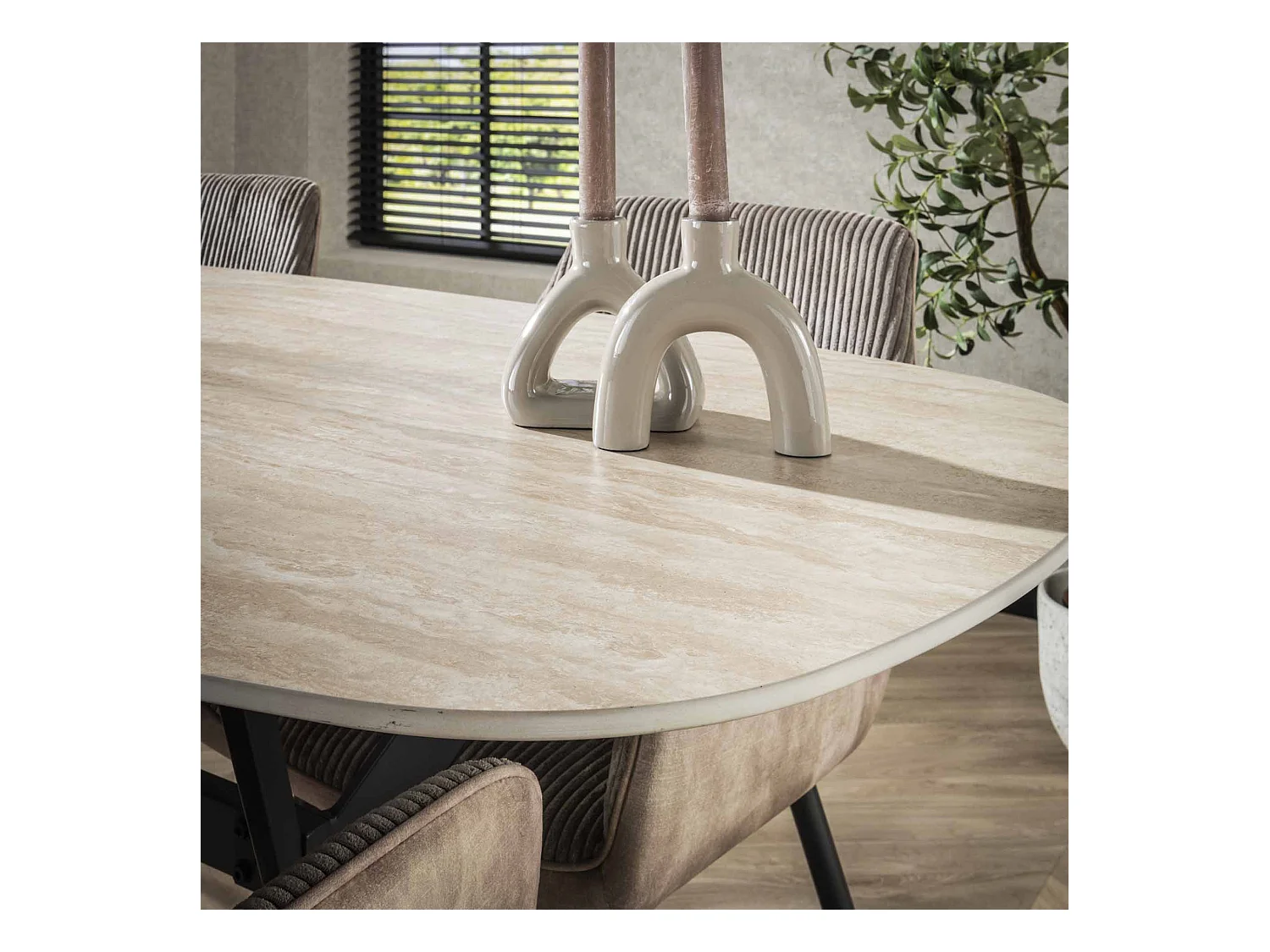 Table de salle à manger 180 Céramique - Céramique Travertin