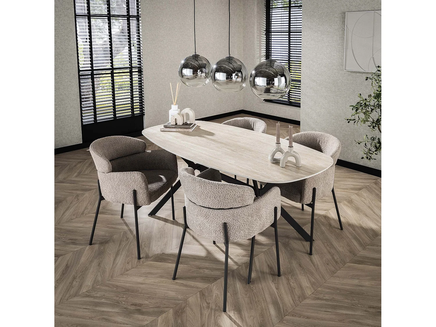 Eetkamertafel 180 Ceramic - Ceramic Travertine
