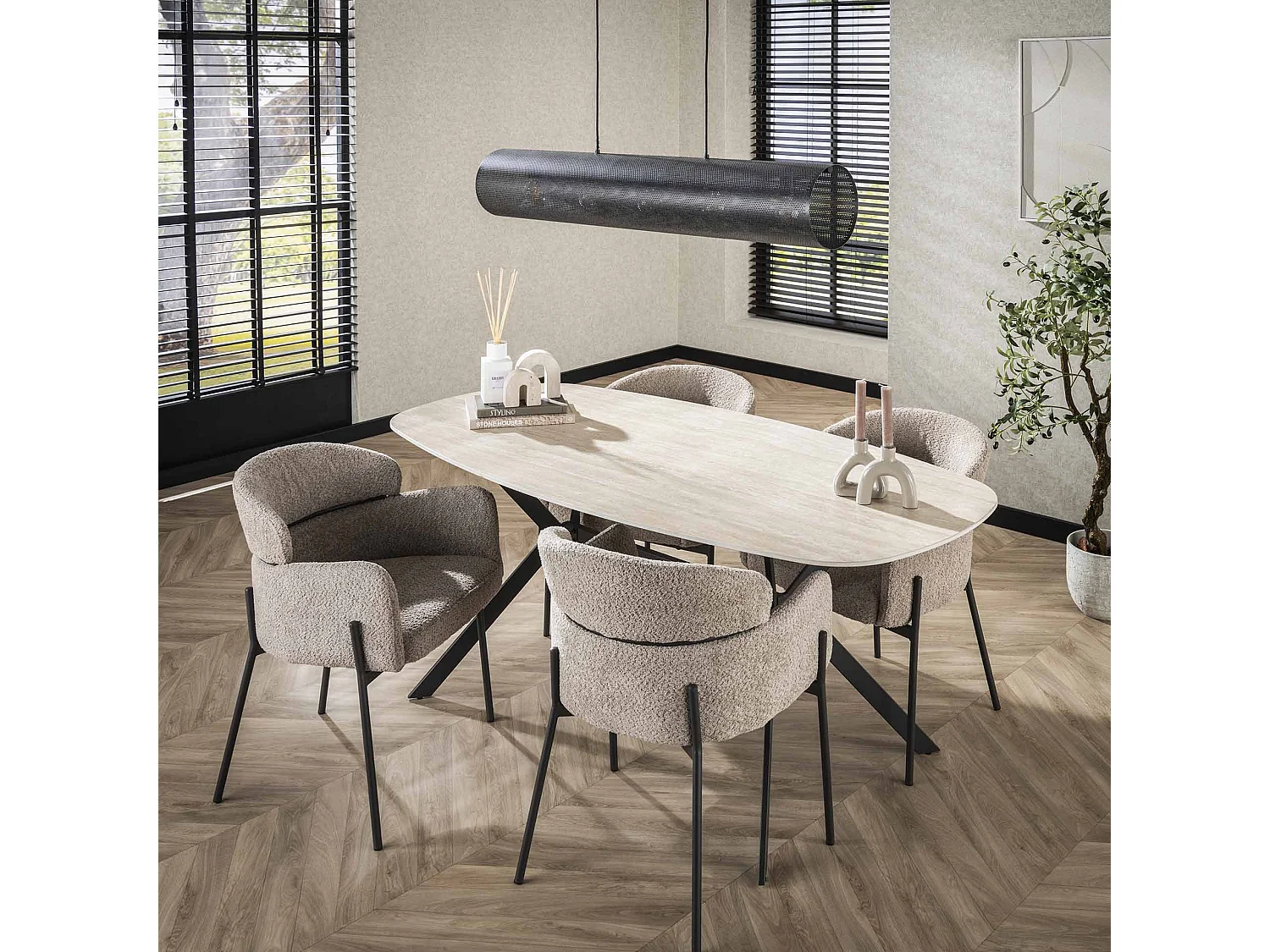 Eetkamertafel 180 Ceramic - Ceramic Travertine