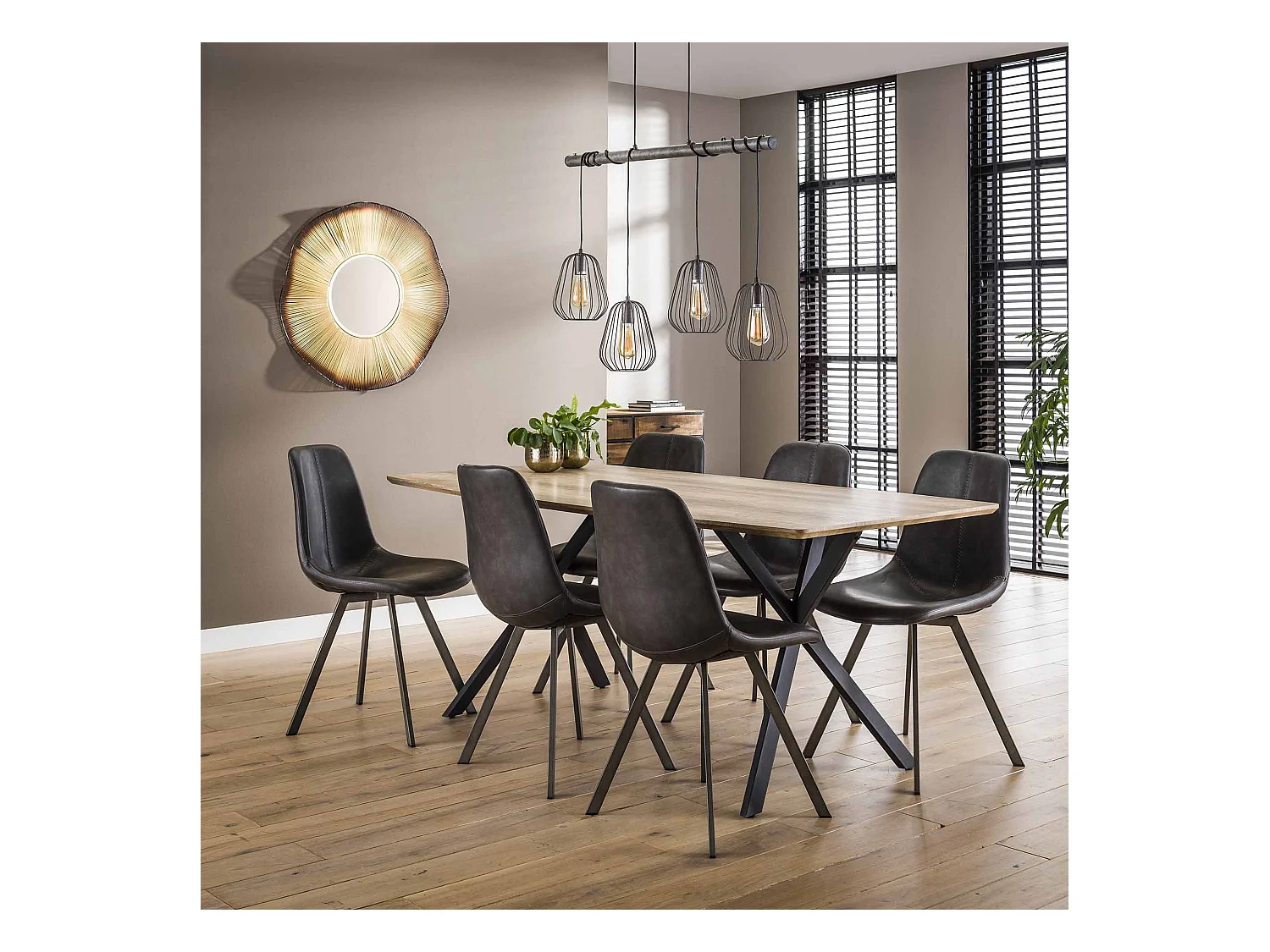 Eetkamertafel blad ovaal - Eettafel Eiken Antique Wash - Zwart metalen frame  - Voor 6 Personen - 190x90cm