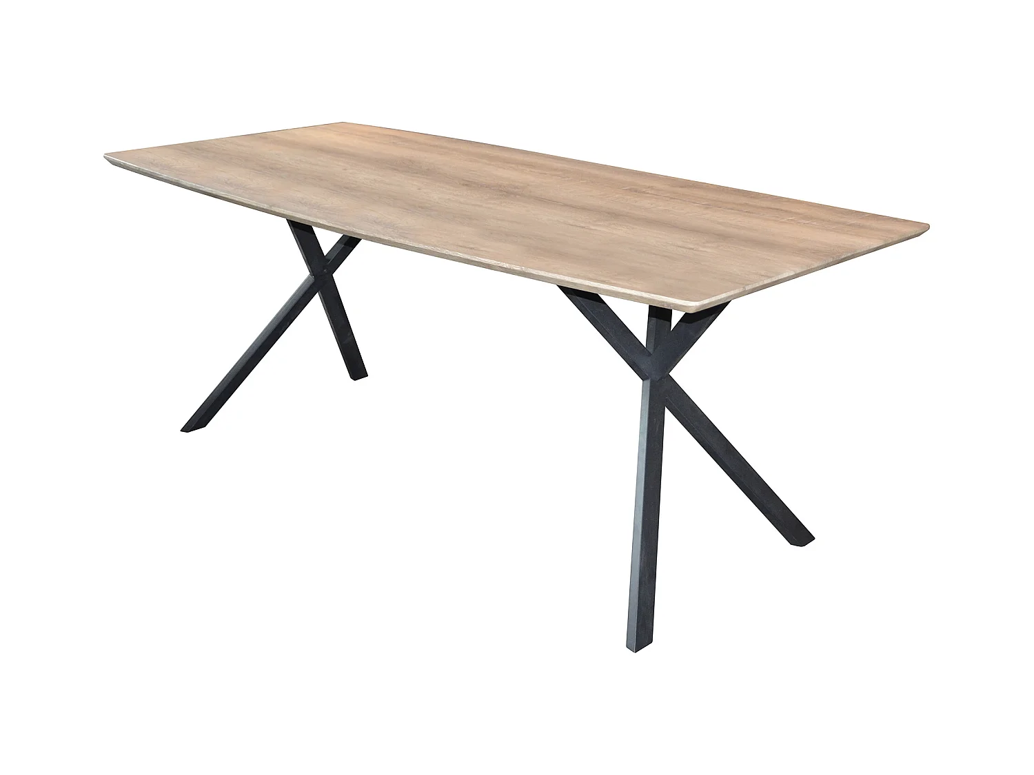 Eetkamertafel blad ovaal - Eettafel Eiken Antique Wash - Zwart metalen frame  - Voor 6 Personen - 190x90cm