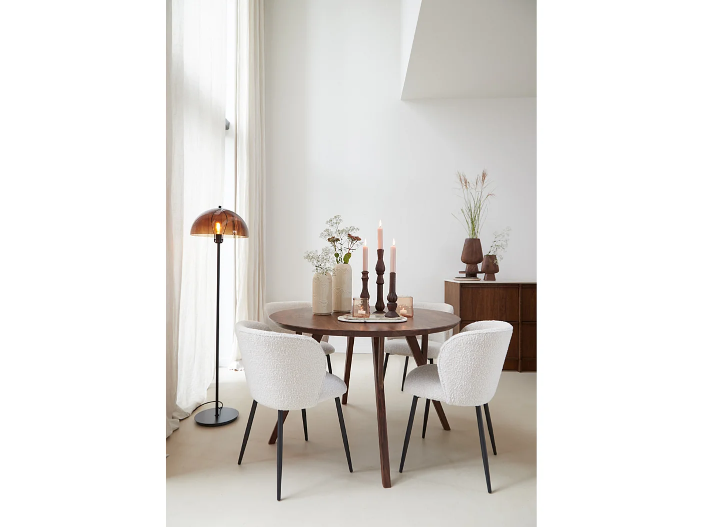 Eettafel QUENZA - Ø120x76cm - Bruin