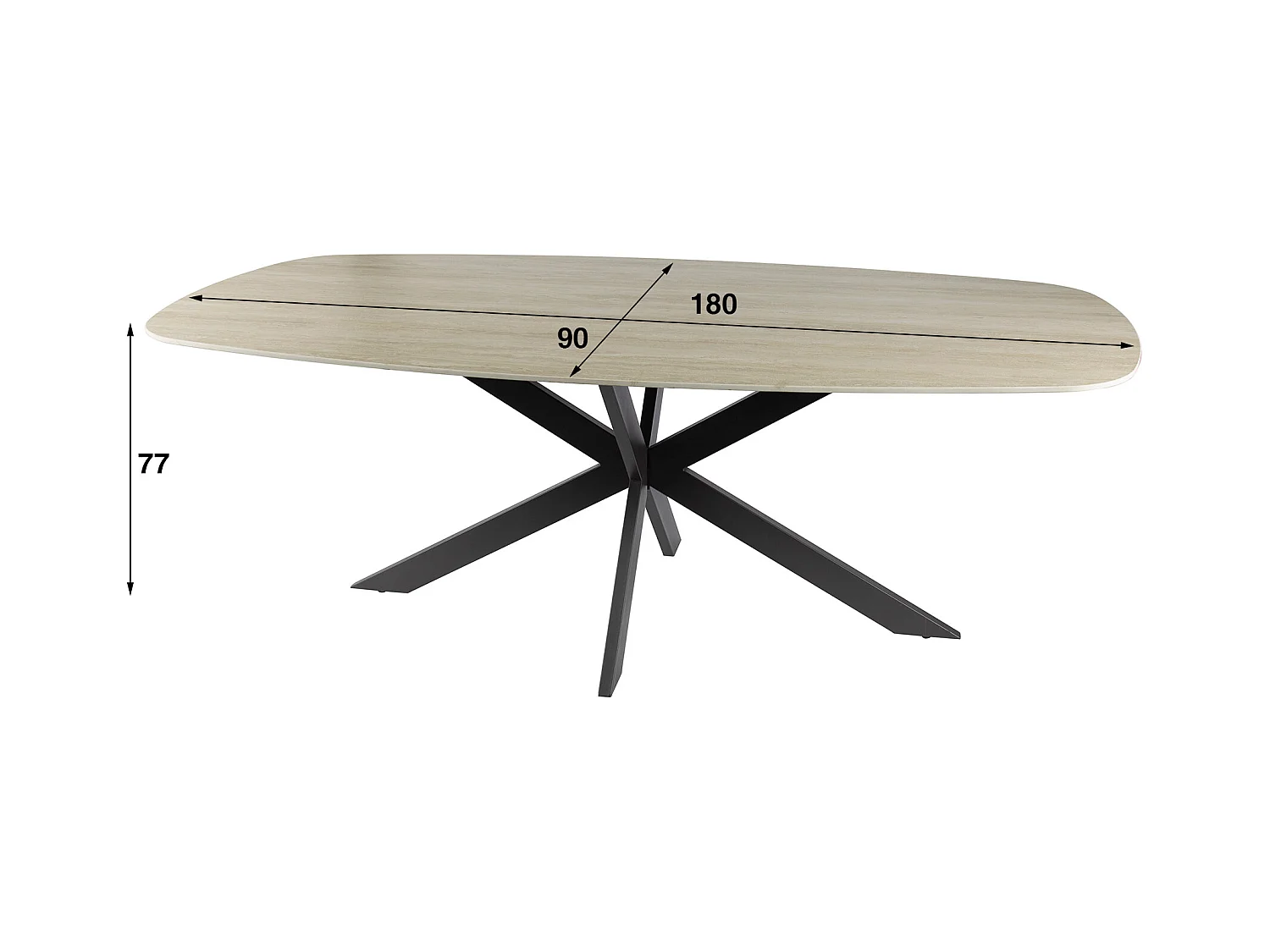 Table à manger 180 cm Ovale Danoise Romano - Travertin 3D Céramique