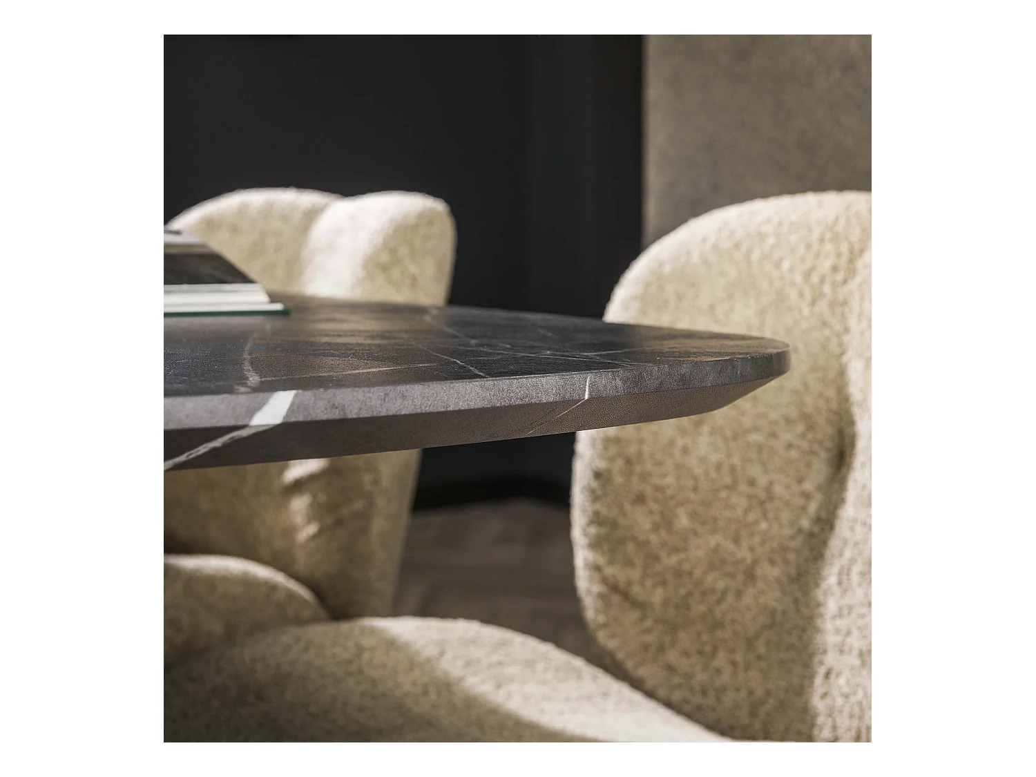 Eetkamertafel 180 Deens Ovaal - 3D Melamine Slate Stone