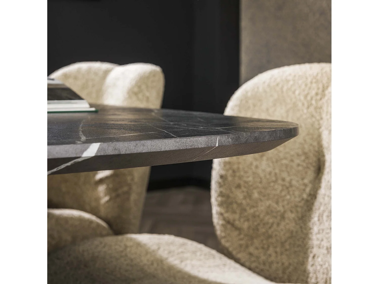 Eetkamertafel 180 Deens Ovaal - 3D Melamine Slate Stone