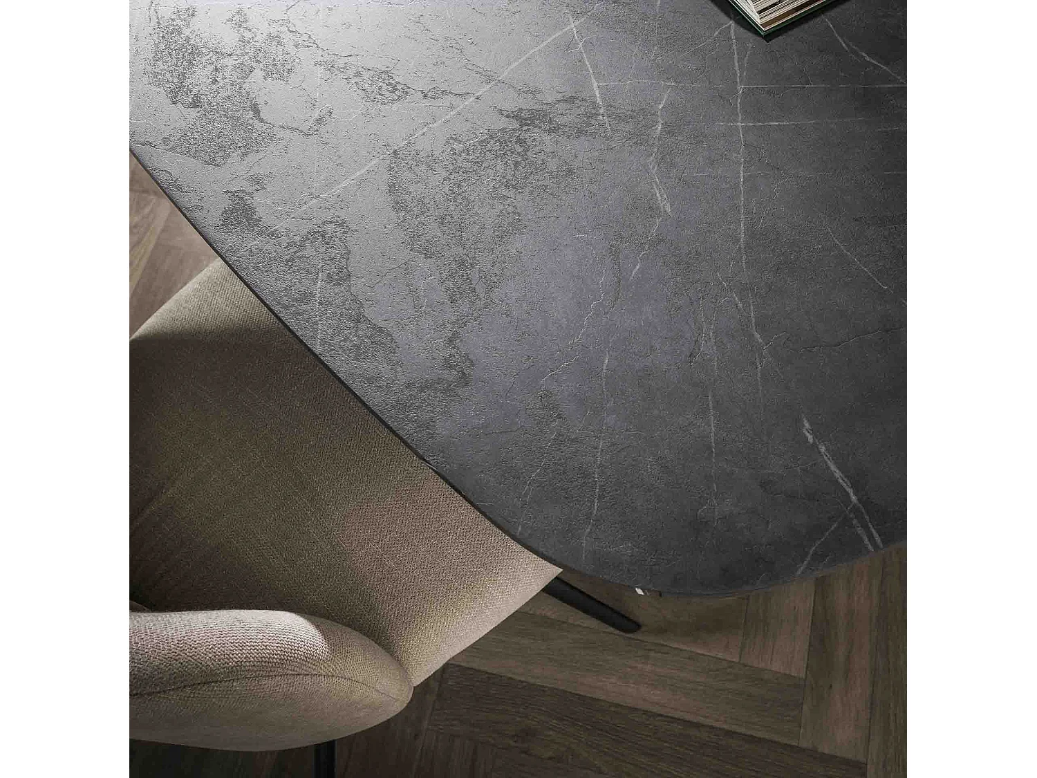 Eetkamertafel 180 Deens Ovaal - 3D Melamine Slate Stone