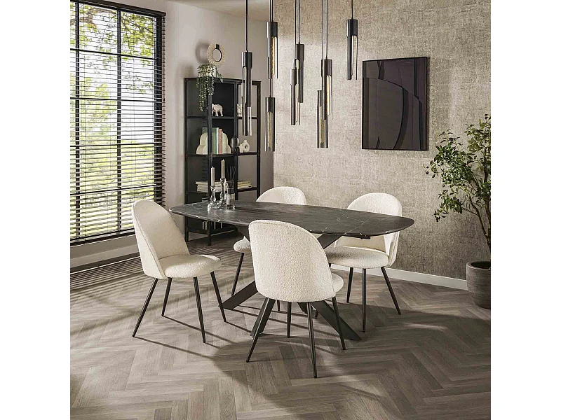 Eetkamertafel 180 Deens Ovaal - 3D Melamine Slate Stone