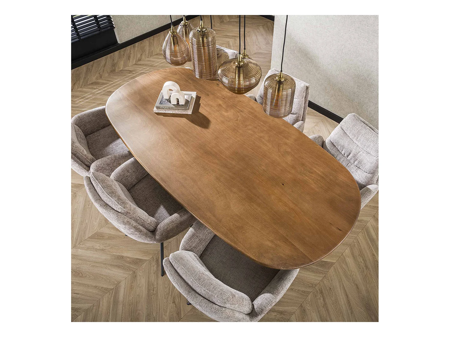 Table à manger 180 cm Cliff Oval Tube - Manguier massif couleur sable