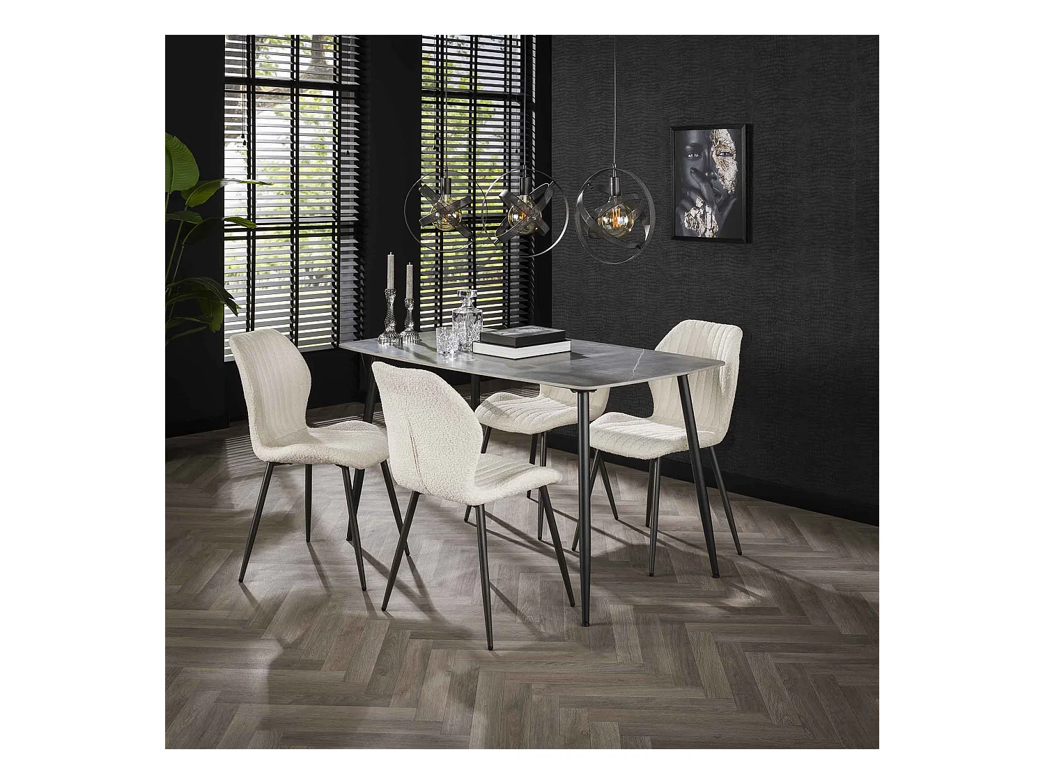 Table de salle à manger 140 Céramique - Céramique Naturel Gris Clair